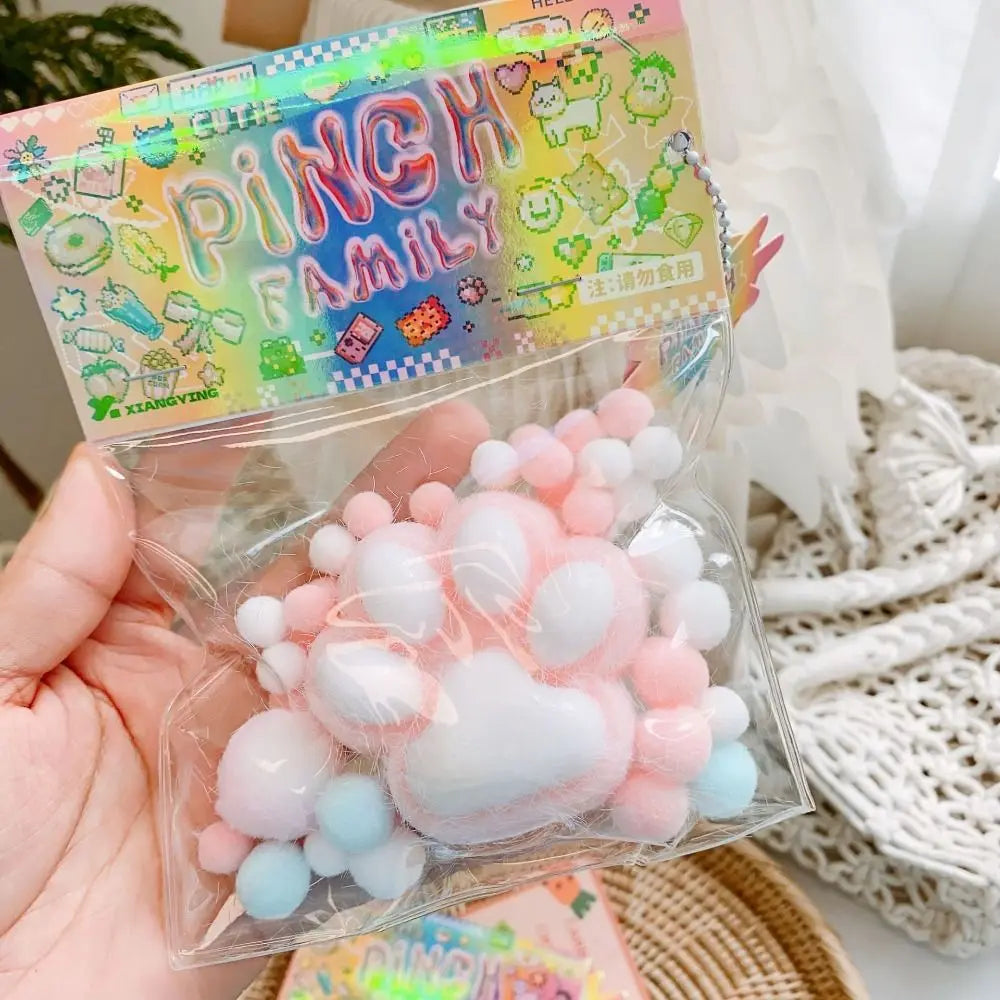 No-EN-Name-Null Kids Clear Transparent-Pink-Black Kawaii Cat Paws Pinch Squeeze Squishy Toys / For Ages: 6-18 Years Old/Colors- Black/Pink
