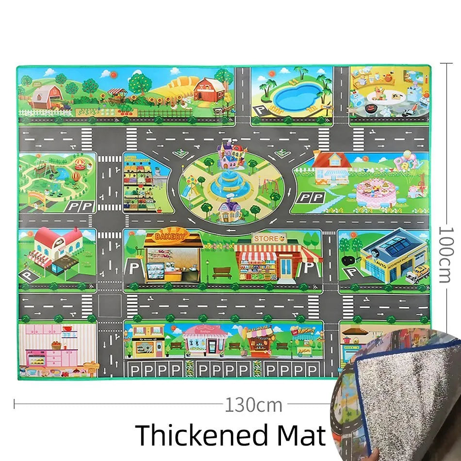 No-EN-Name-Null Kids Waterproof Foldable Rectangle Educational Developmental Multicolor Farm Animals-Dinosaurs-Life Dino Park Road Maps Crawling Plastic Play Mats/Ages: 3 Years Old + Older/Colors-Multicolor/Animals/Size: 100 x 130cm