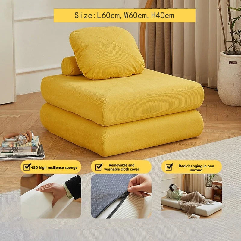 TATAMI Modern Corduroy Pattern Bean Bag Soft Velvet Fabric Cushions Medium Firmness Sectional Sofas/Green/Light Gray/Off White/ Orange/Yellow/Green