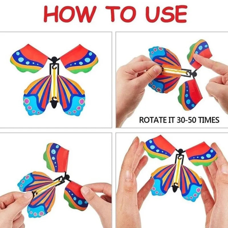 No-EN-Name-Null Kids 10 PCS Plastic Floral Multicolor Dots Funny Wind-Up Rubber Band Flying Butterflies Books Educational Toys /Ages: 3 Years Old-Older
