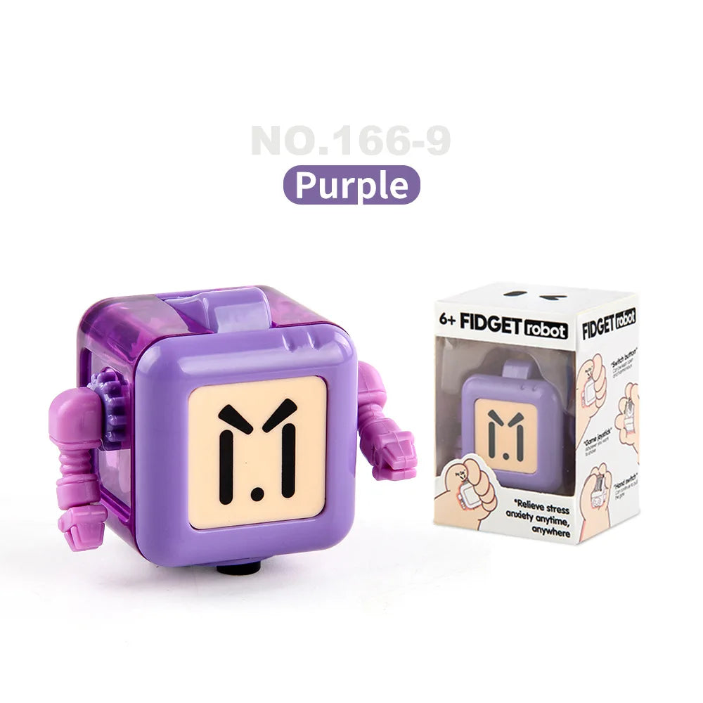 Kids Small Square Shape Handheld Cute Funny Cartoon Facial Expression Robot Anxiety-Stress Relief Smooth Plastic Fidget Toys/Colors-Green/Blue/Orange/Purple/Multicolor/Ages: 6-18 + Years Older