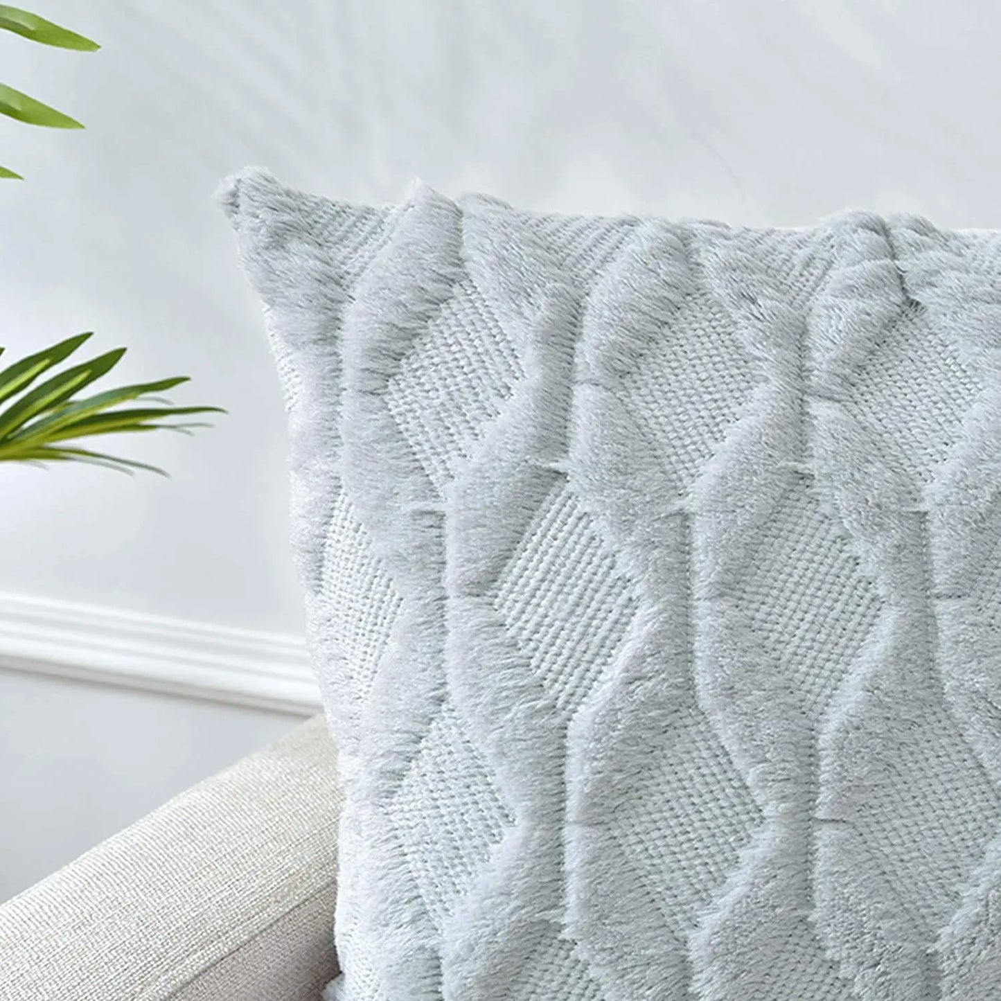 Soft Gray Plush Pillow Cover Cozy Cushion Cover 45x45cm Home Decor Throw Pillow Cover Living Room Bedroom Sofa Christmas