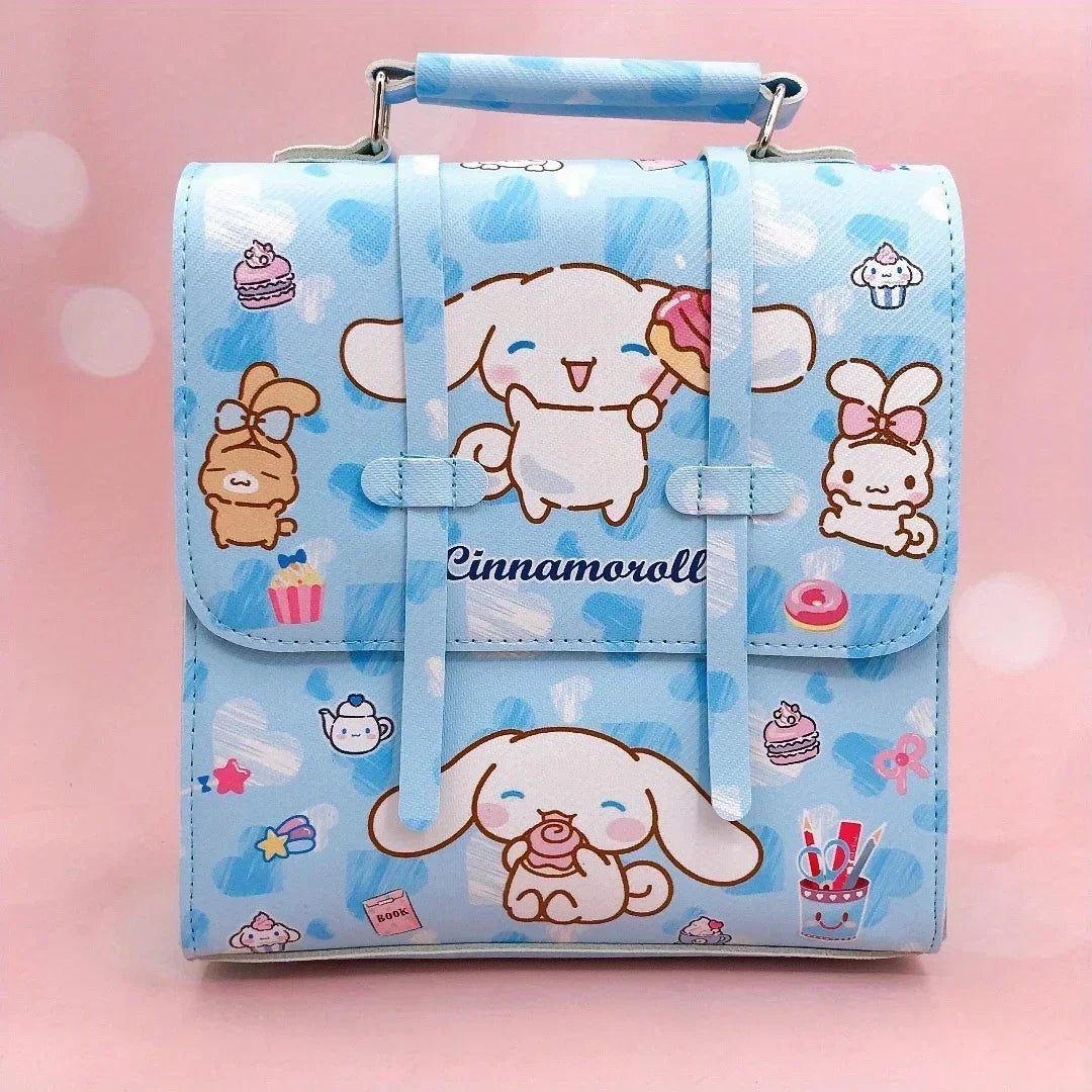 MINISO Kids Exterior Front Pocket-Two Snaps Pockets Pink Waterproof Oxford Fabric Cute Cartoon Hello Kitty Design Zipper Curved Softback Canvas Lining Single Compartment Shoulder Strap-Handle School Backpacks/Colors-Pink/Purple/Blue/Multicolor