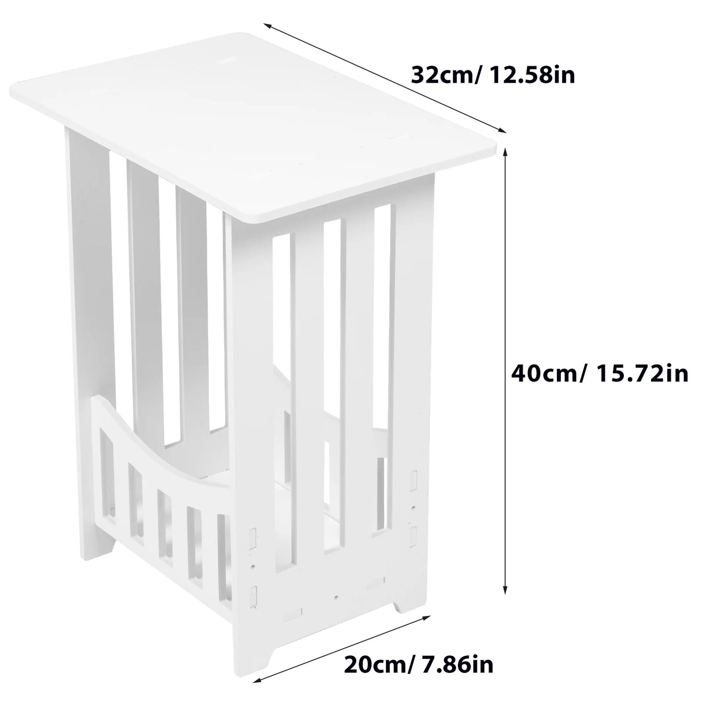 No-EN-Name-Null Modern Small White Rectangle Top-Narrow Plastic-Wood Boho Storage Shelves Nightstands/Size:40.cm X 32.cm X 20.cm/15.72 X12.58 X7.86in