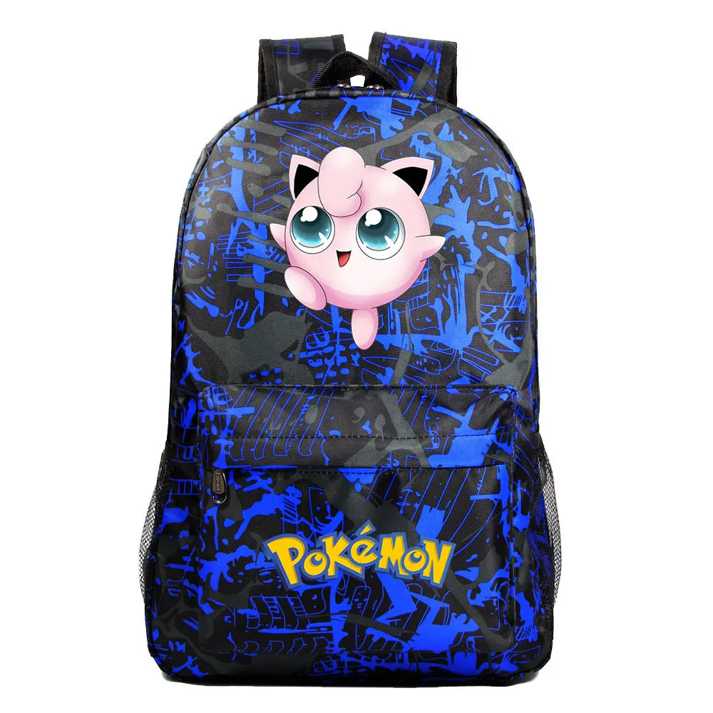 MINISO Kids Softback Waterproof Oxford Fabric Cartoon Anime Pokemon Design Adjustable Shoulder Straps-One Handle 15 Inch Laptop Single Compartment School Backpacks/Colors-Blue/Pink/Black/Multicolor
