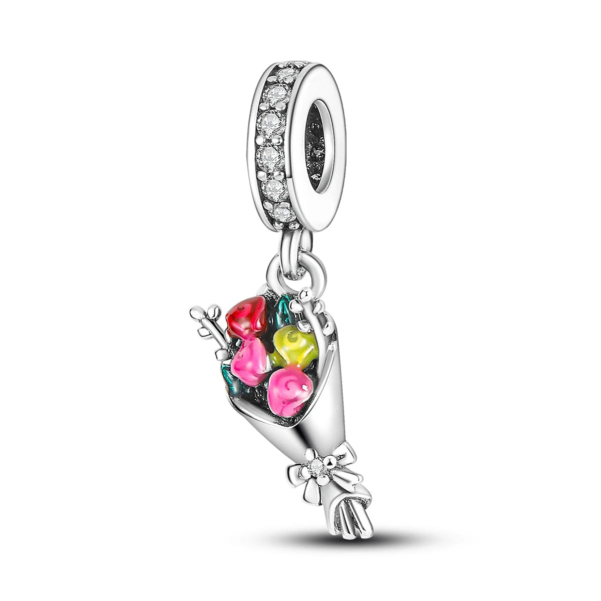 Fine Irregular Silver Plated Round Charms-Pendants Rope Link Bracelets/Colors-Silver/Pink/Multicolor/Floral/Animal
