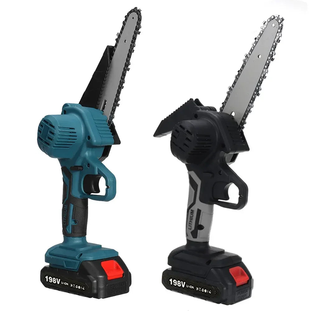 No-EN-Name-Null Outdoor ABS Plastic Red-Black Body Non-Slip Soft Rubber Handle Rechargeable Battery-Powered Wood-Cutting Cordless Electric Mini Handheld Metal Chainsaws/Colors-Red/Blue/Black/Gray/Multicolor