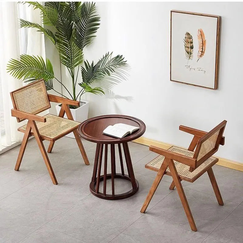 Italian Modern Upholstered Leatherette Mesh Wood Dining Armchairs/Colors-Beige/Brown/Black