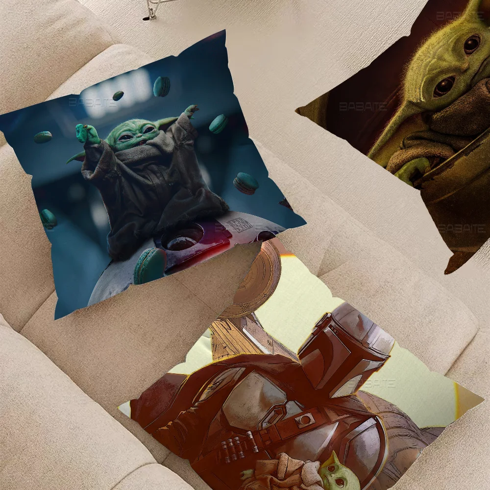 Printed B-Baby-Yoda S Throw Pillowcase Covers/Colors-Multicolor/Blue/Brown/Green