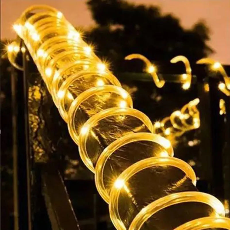 No-EN-Name-Null Outdoor Waterproof Multicolor Festoon Fairy Tube Plastic Body LED Dimmable Solar-Powered Cottage Holiday Decoration Light Ropes-Strings /Colors-White/Black/Green/Purple/Pink/Yellow/Multicolor