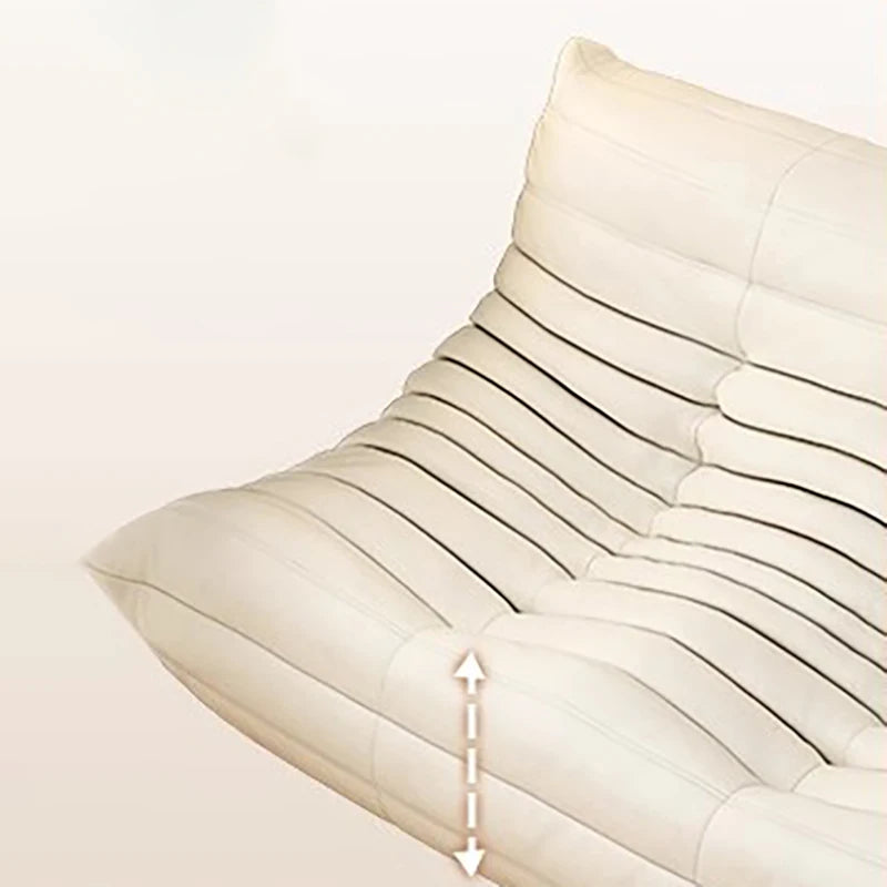BIANXIANG Modern Medium Soft Firmness Double Seat L-Shaped White-Striped Design Velvet Synthetic Leather Cushions Bean Bag Sectional Sofas