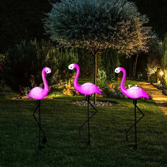 1 Pc Outdoor Solar Lights Flamingo Garden Led Stake Light Pathway Lawn Yard Landscape Halloween Christmas Decorative Lights