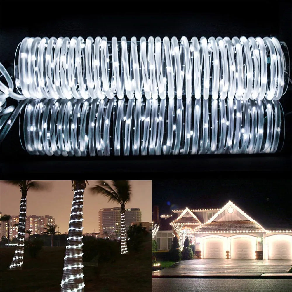 No-EN-Name-Null Outdoor Waterproof Multicolor Festoon Fairy Tube Plastic Body LED Dimmable Solar-Powered Cottage Holiday Decoration Light Ropes-Strings /Colors-White/Black/Green/Purple/Pink/Yellow/Multicolor