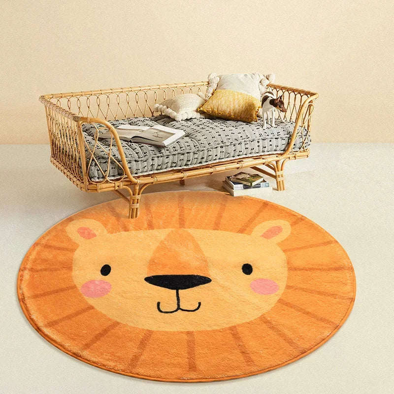 No-EN-Name-Null Printed Non-Toxic Quick-Dry Round Cute Cartoon Gray Animal Cat-Rainbow-White Clouds Nice Day Memory Form Cushion Anti-Slip Bottom Rugs/Colors-Animals/Rainbow/Multicolor/White/Pink/Black/Dots/Yellow/Blue/Geometric