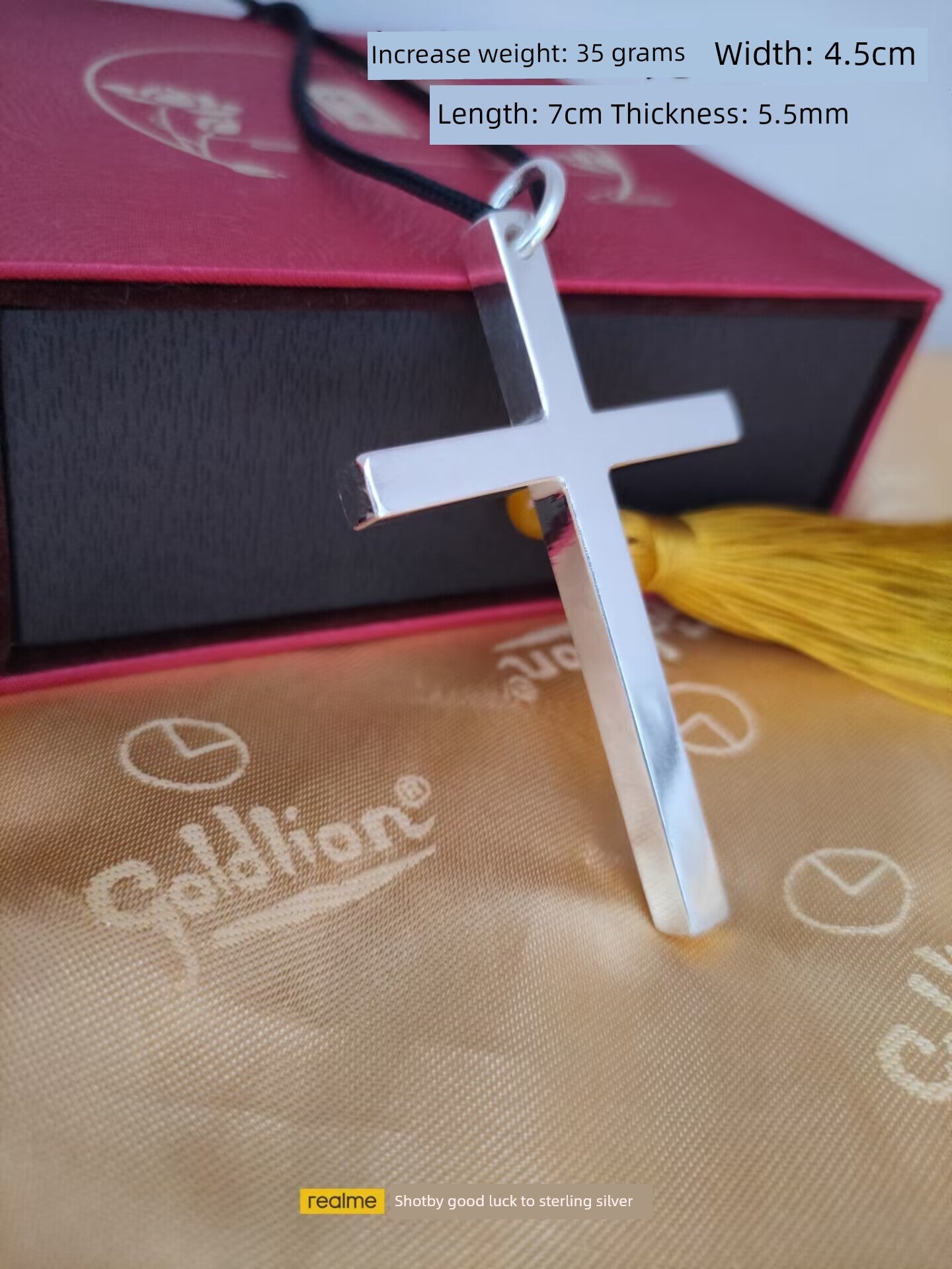 XUEFENG Adult Men Fine Imitation Sterling Silver Metal Silver-Plated Polished Cross Pendant Chain Necklaces