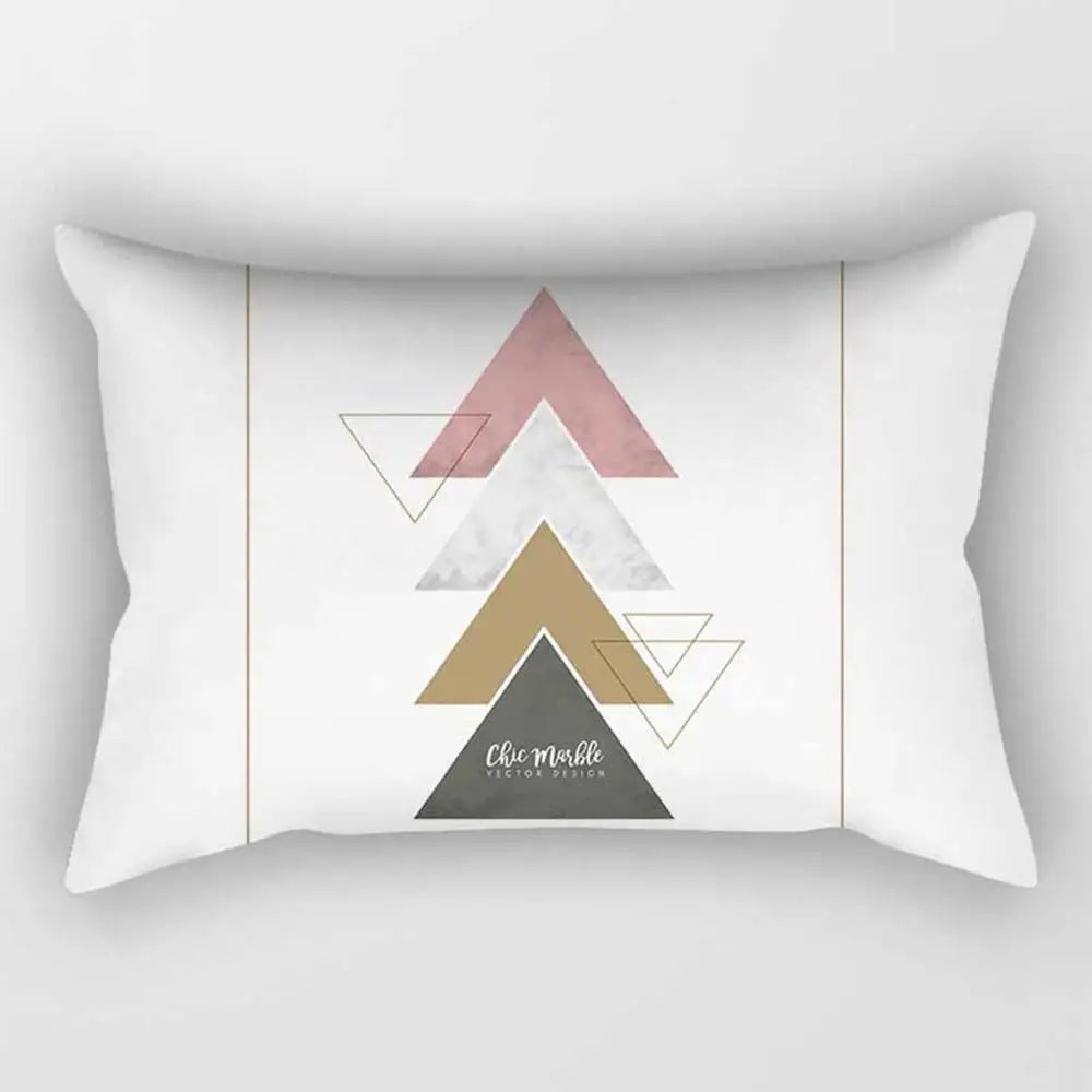No-EN-Name-Null Modern Rectangle Single-Sided Pattern Pink Geometric Striped Polyester Peach Skin Fabric Pillowcases/Size: 30 cm X 50 cm (12 inches X 20 inches)/Colors-Striped/Geometric/Gold/Animal/White