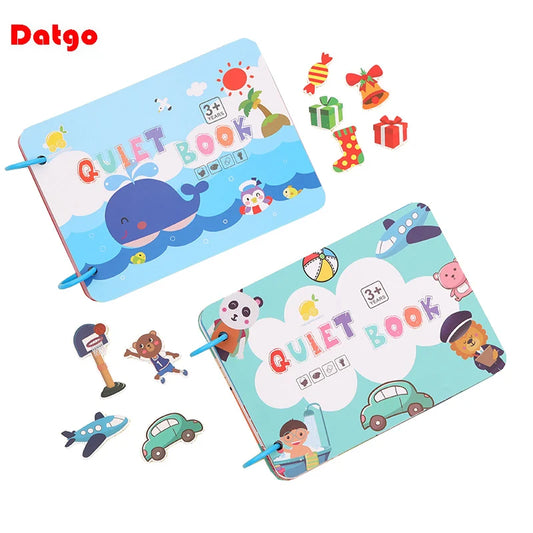 Child-Parents Game Durable Waterproof-Oil Proof Early Cognitive Development Brain Integrates Stickers Scene Activity Quiet Book Educational Toys/Colors-Blue/Multicolor/Ages Babies-3 Years Old