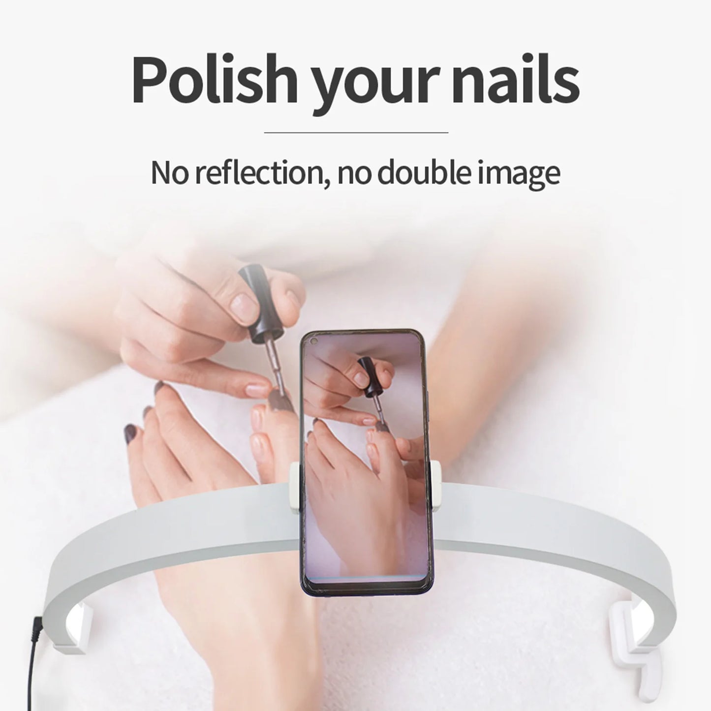 DUTRIEUX One Unit Touch Control Foldable Phone Holder White-Black Half-Moon Shaped LED Fill Light Finger Nail Dryers Tools