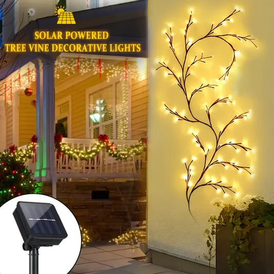 No-EN-Name-Null Indoor-Outdoor Water-Resistant Light Sensor Solar-Powered Plastic Rattan Tree Vine Branch Intelligent Optical Lightning Protection 8 Modes Warm White 72 LED Wall-Mounted Landscape Pathway Lighting /Colors-White/Black/Yellow/Brown