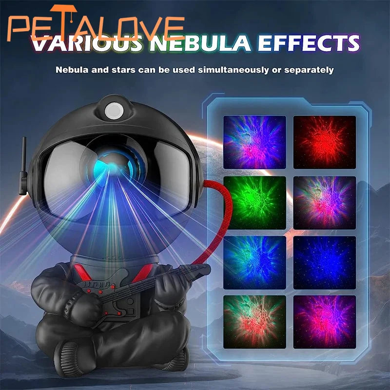 PETALOVE Kids Remote Control Seven Colors LED Lights Galaxy Starry Night Sky Black-White Astronaut Hard ABS Plastic Body Light Projector Night Lights/Bulbs Included/Colors-Multicolor/Black/White