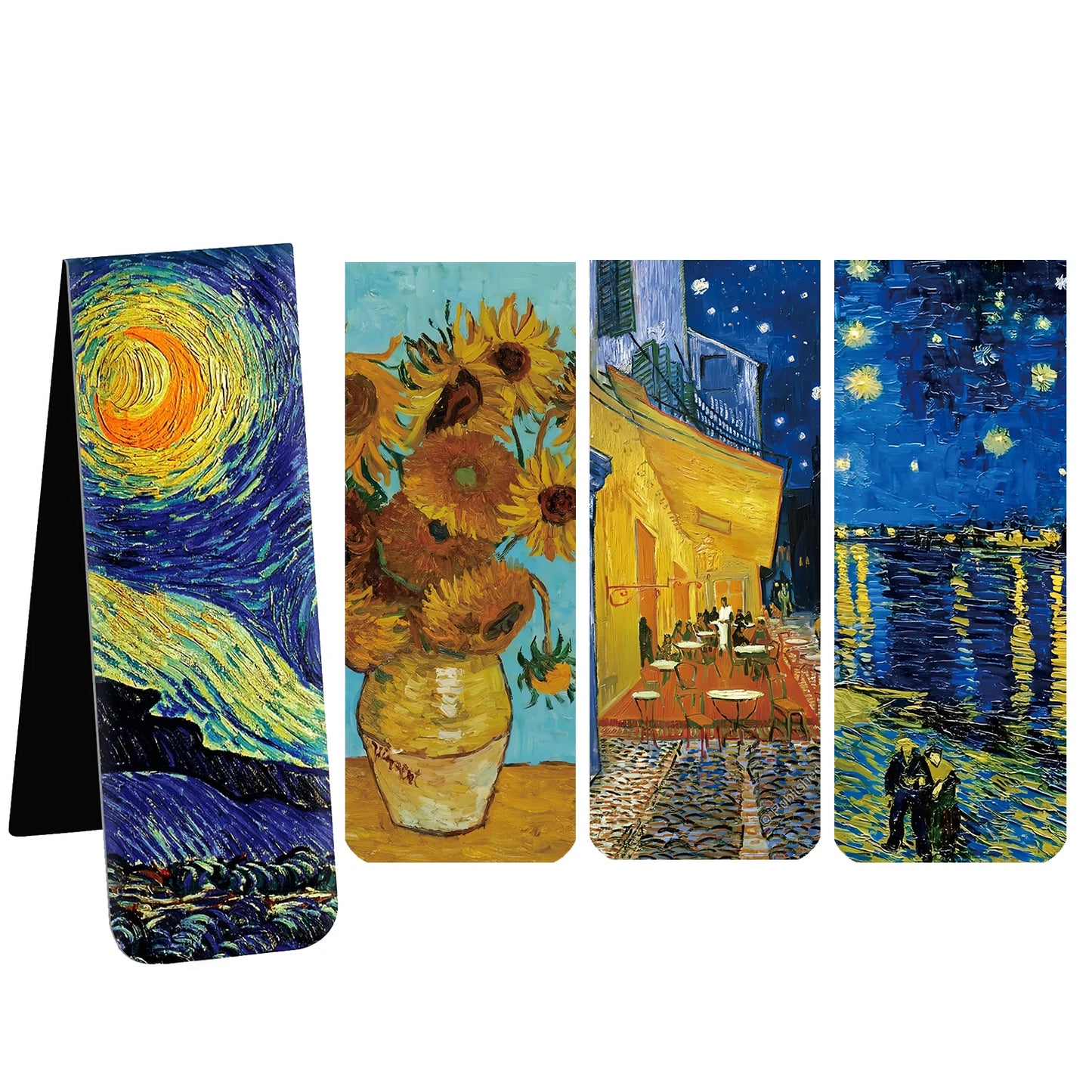 Modern 4 PCS Famous Artistic Van Gogh Multicolor Rectangle Shaped Four Different Impressionist Paintings Magnetic Page Clips Paper Bookmarks Sets