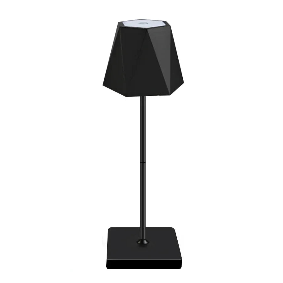 No-EN-Name-Null Modern Black-White Removable Plastic Striped Shade-Round Tubular Cylindrical Metal Square Shaped Bottom Dimmable Warm-Cool White LED 3-Level Brightness USB Rechargeable Adjustable Hose-Clip Table Desk Lamps/Colors-Black/White
