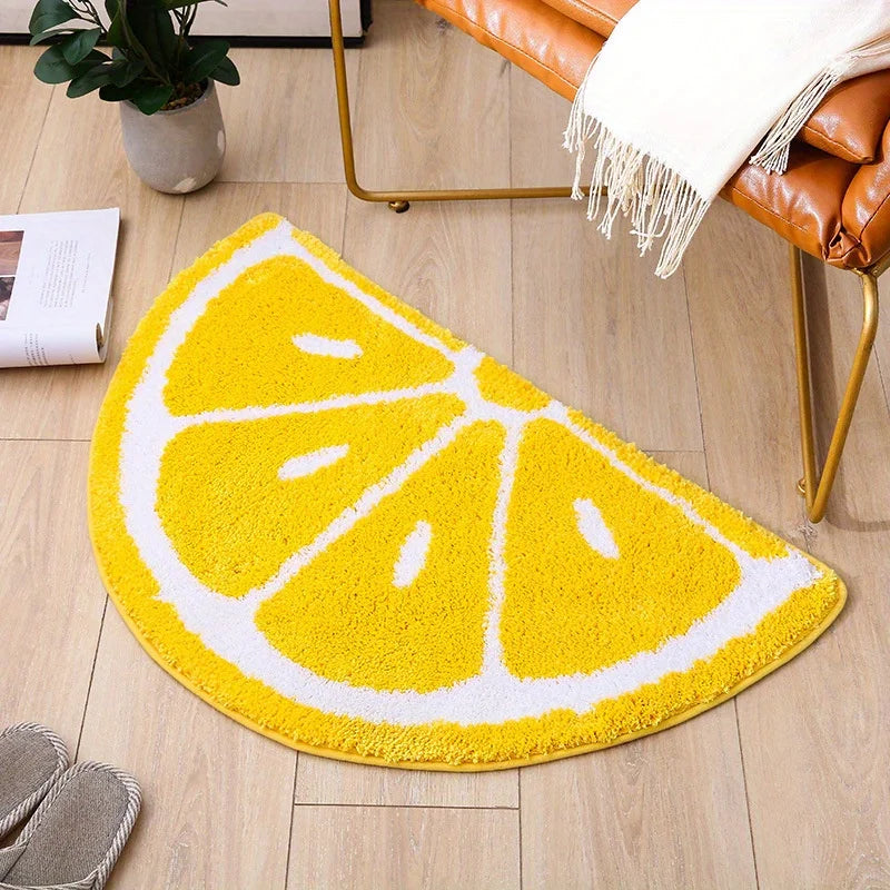 No-EN-Name-Null Indoor Geometric Watermelon Semicircular Food-Drink Cotton-Polyester Blend Fabric Anti-Slip Base Bathroom Mats-Rugs / Colors-Geometric /Watermelon/Lemon/Multicolor/Hand Wash Only
