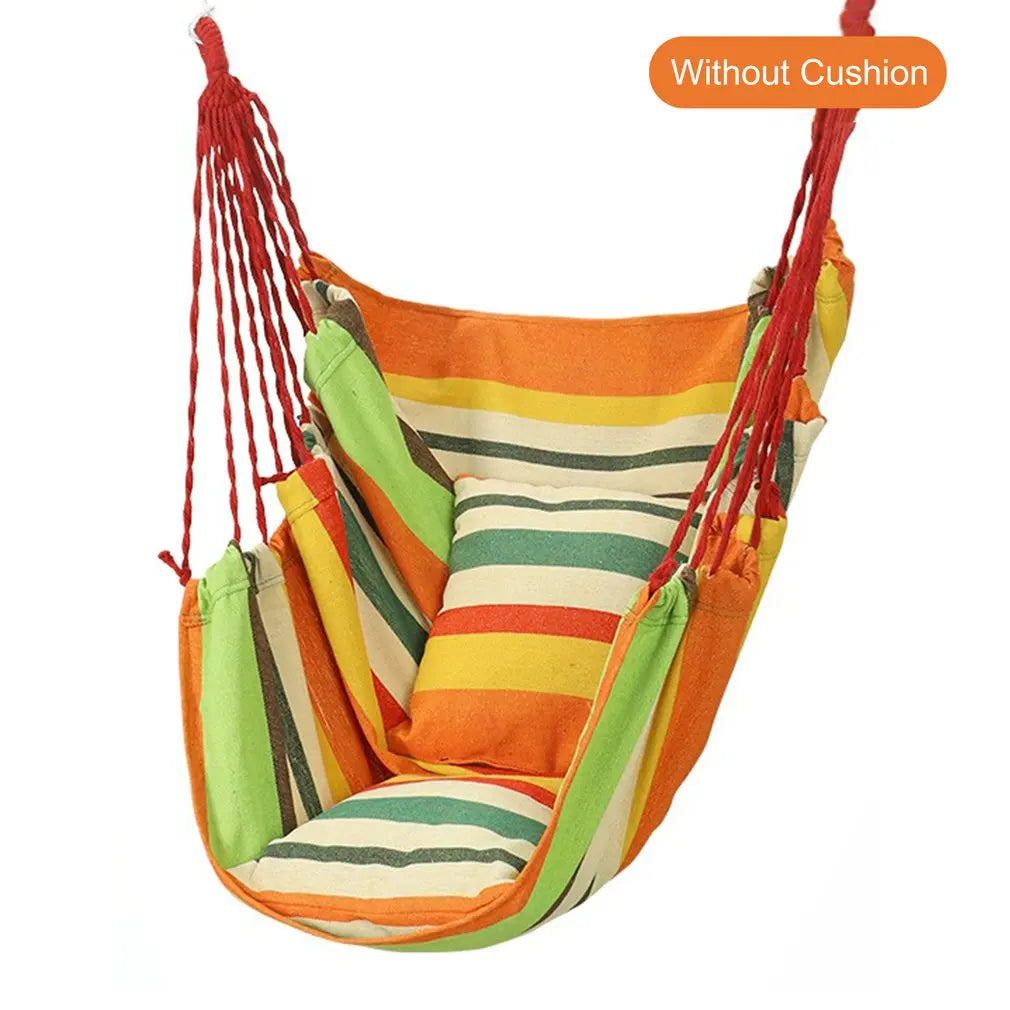 No-EN-Name-Null Outdoor-Indoor One Person Striped Black-Gray Canvas Fabric Hanging Swinging Hammock Chairs