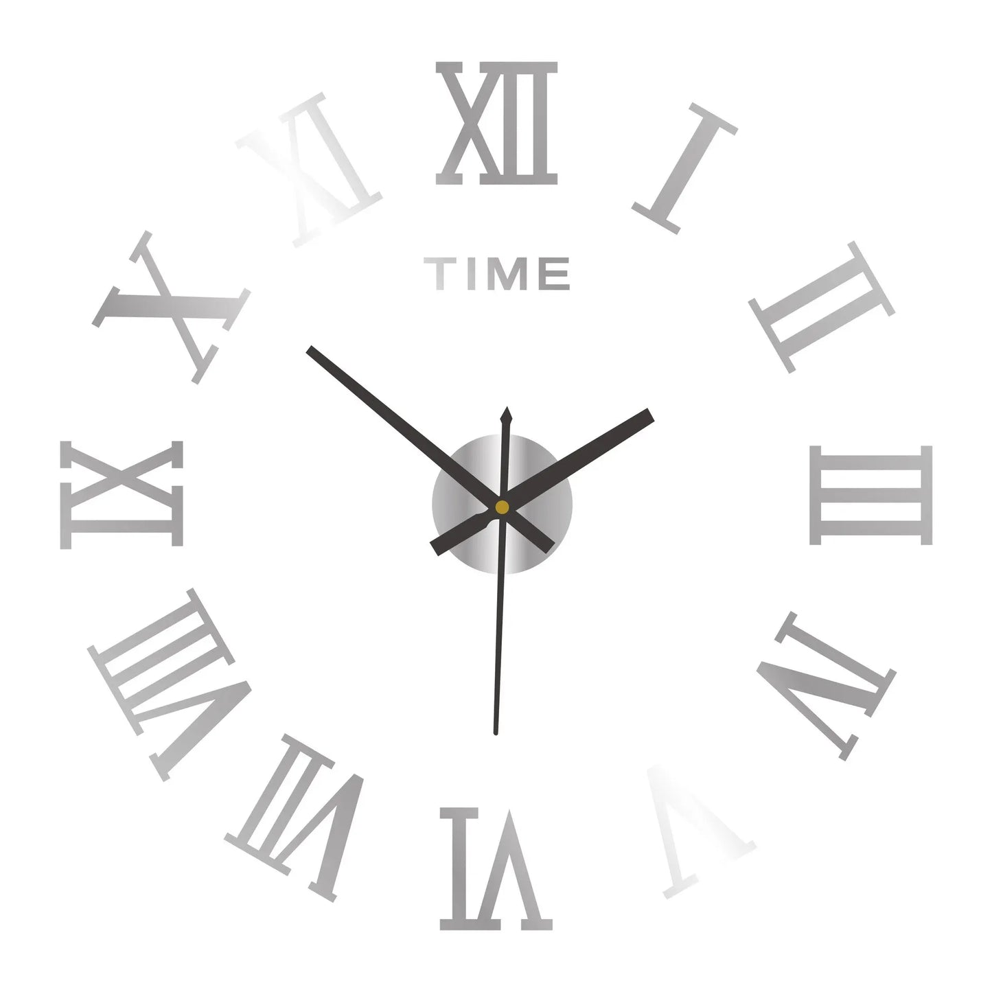 European Large Round DIY EVA Self-Adhesive Single Face Metal 3D Acrylic Mirror Digital Roman Numeral Quartz Wall Clocks/Colors-Geometric/Black/Silver/Gold