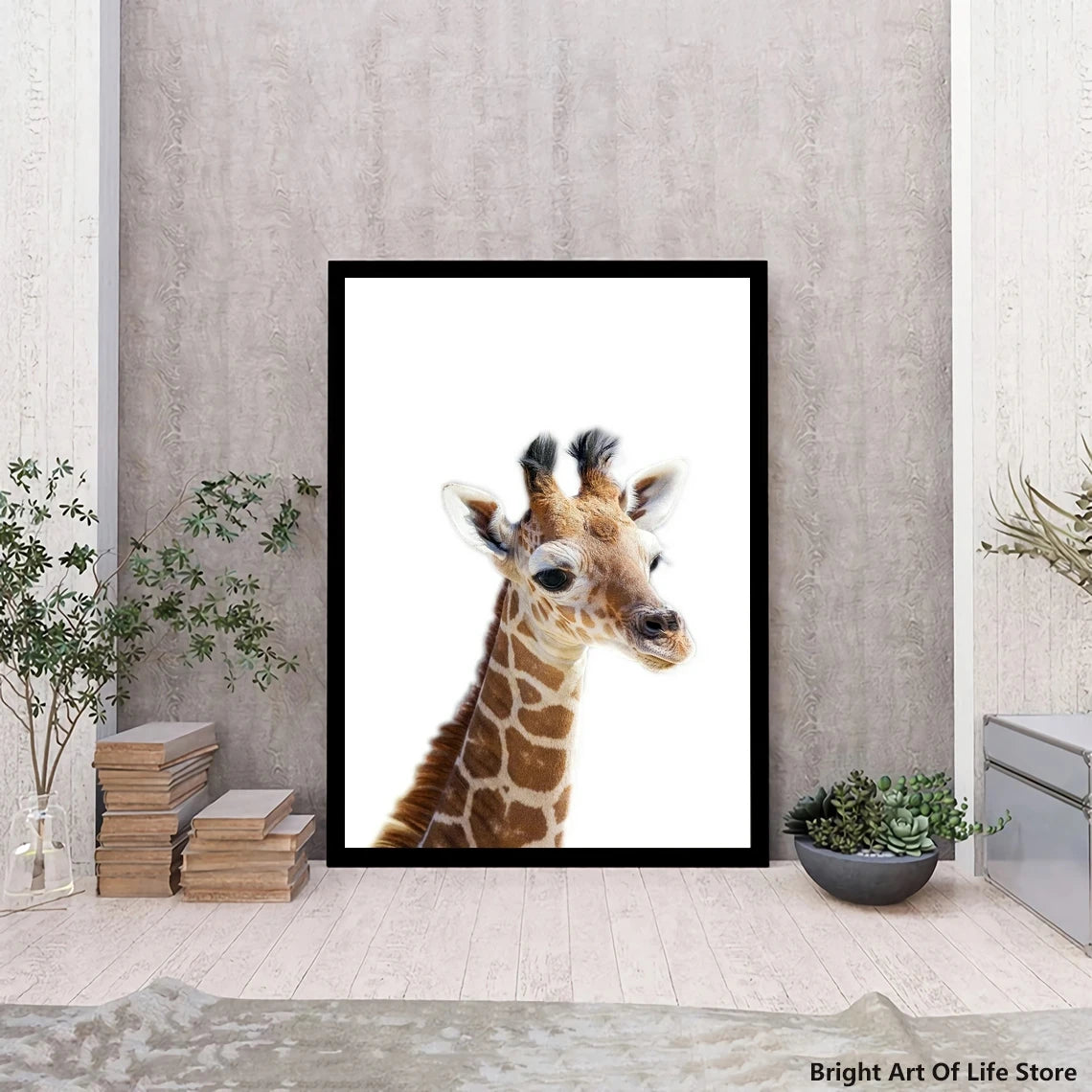 Unframed Baby Giraffe Animal Cotton Canvas Vertical-Rectangle Shape Poster Oil Prints