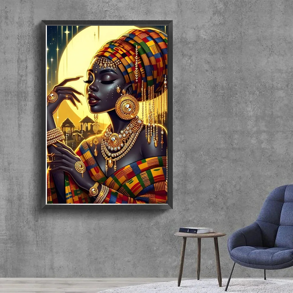 No-EN-Name-Null Modern Retro Unframed Waterproof Rectangle Shaped Vivid Multicolor HD Movie-TV Graffiti Beautiful African Woman Singer-Musician Art Posters / Colors-Black/Multicolor