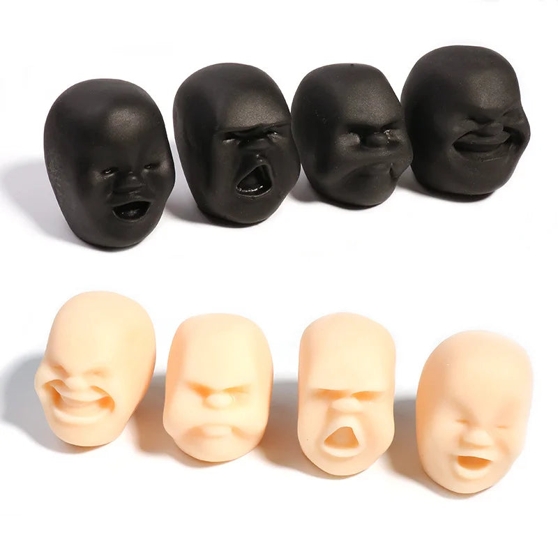 No-EN-Name-Null Kids-Adults Soft Cartoon Plastic 3D Doll Heads Mochi Squishy Funny Face Squeeze Toys/ Colors-Gray/Beige/Black/Brown/Ages: OVER 3 Years Old-Adults