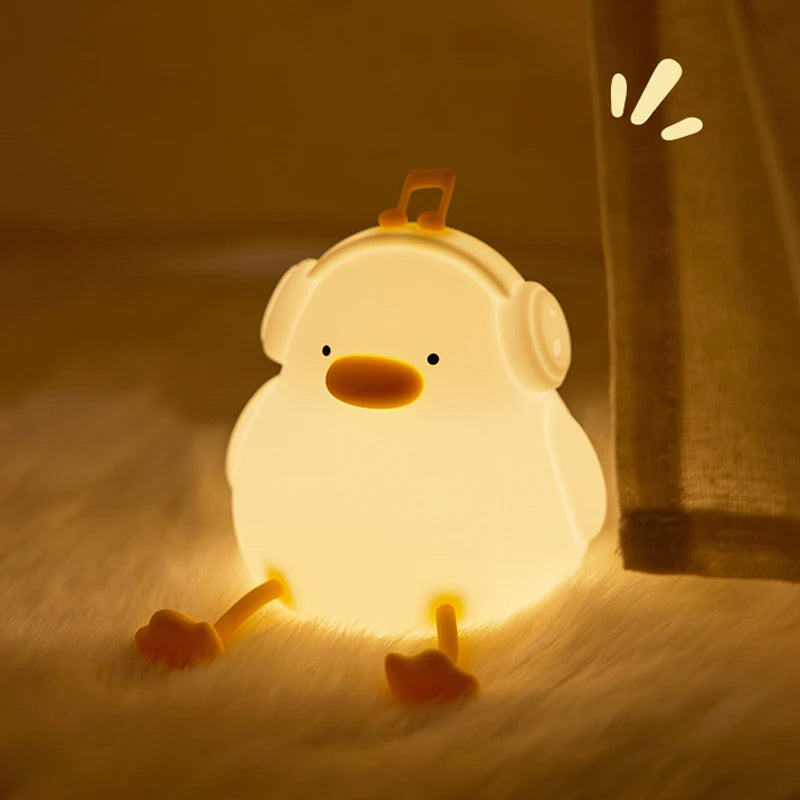 LESSDOT Kids Luminous Flux Cute Soft Silicone Cartoon Warm White Big Face Rabbit Animals Touch Power Soft Night Lights-Ambient Lighting /Rechargeable Batteries/4 Animals/No Batteries Required/Colors-White/Yellow/Multicolor/Animal