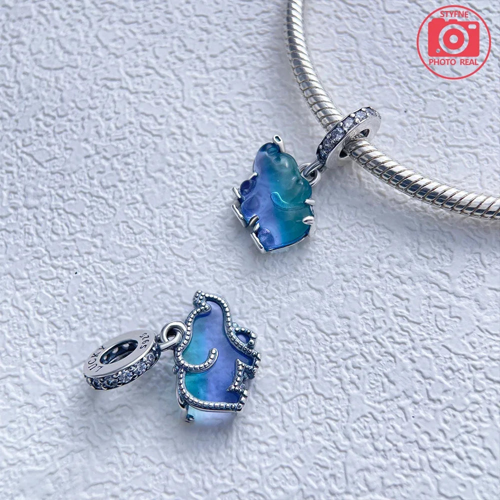 STYFNE Unisex Adult Teens Fine Imitation Sterling Silver-Plated Metal Cute Hanging Sloth Animal Shaped Charms-Pendants /Colors-Animals/Silver/Floral/Green