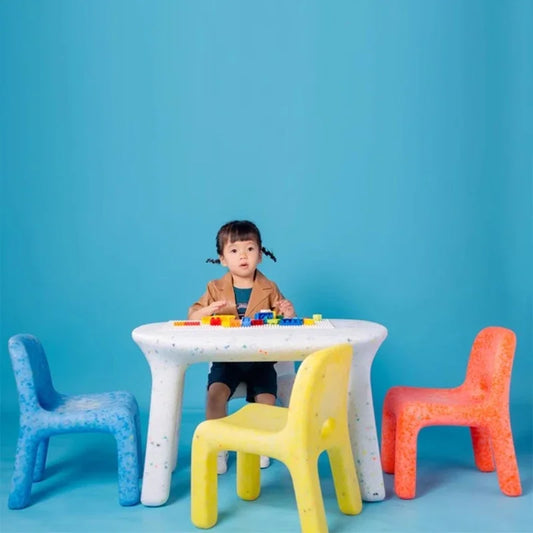 Toddlers Size Oval Shape Plastic White Table Colorful Chairs Set/Colors-White/Blue/Orange/Green/Assembly Required