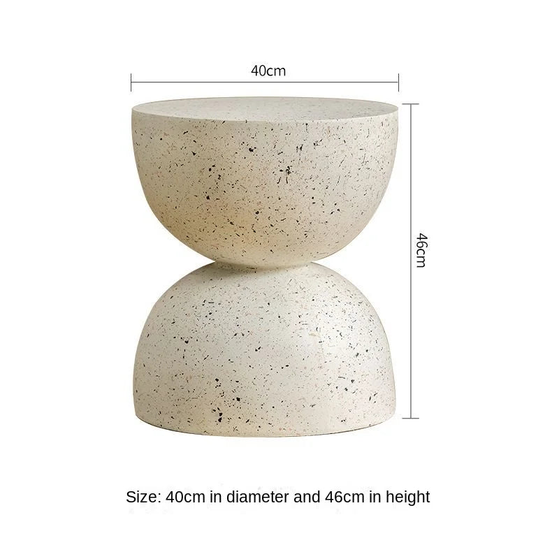 No-EN-Name-Null Modern Small Cream White Polished Flat Top Round Hourglass Shaped Fireproof Scratch-Resistant Magnesia Coffee Tables