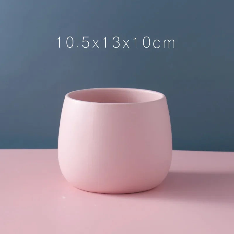 NULL Modern Small Glazed Ceramic Multicolor Round Shaped Desktop Flower Pots Planters /Colors-Colors-Gold/Blue/Pink/Gray/Black/White/Multicolor