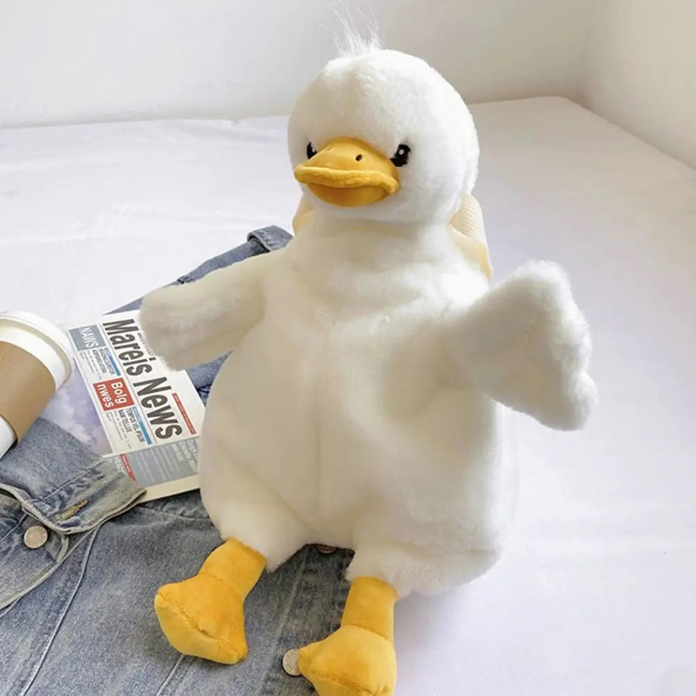 No-EN-Name-Null  Girls Softback Plush Anime White Duck-Rabbit Animal Polyester-Cotton Fabric Back Metal Zippers Two Crossbody Shoulder Straps School Backpacks/Small Tablet Size/ Size: Width 24cm x High 33cm x Thickness 19cm
