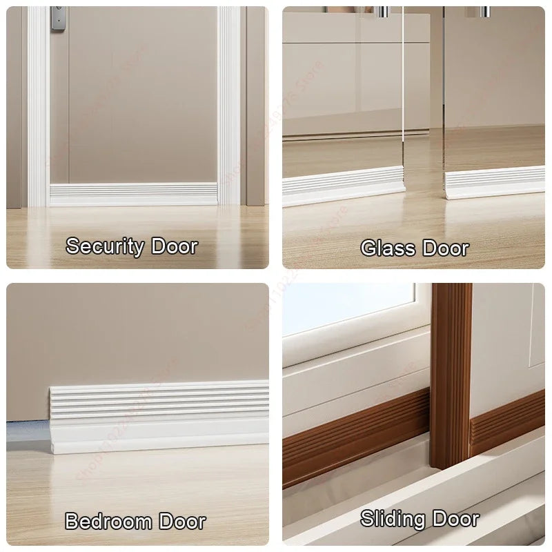 Waterproof Self-Adhesive Flexible TPE Rubber Wind-Soundproof Door Bottom Sealing Strips/Colors-Gray/White/Brown