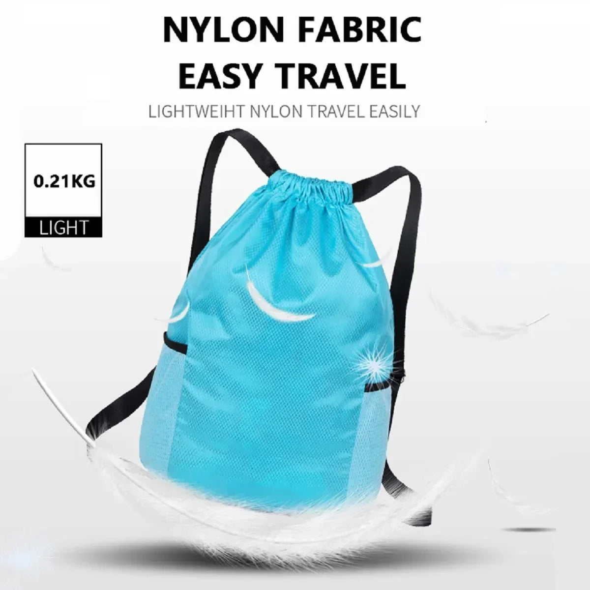 FANAN Outdoor Softback Blue Oxford Fabric Large Lightweight Polyester Lining Single Compartment Black Shoulder Straps-Handle External Double-Sided Pockets Single-Double Sports Drawstring Backpacks /Colors-Black/Blue/Yellow/Orange/Red
