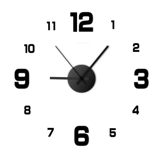 Modern Frameless Silent Large 3D DIY Quartz Digital Single Face Wall Clock Acrylic Mirror Stickers/Battery Powered/Colors-Black/Red/Gold/Orange