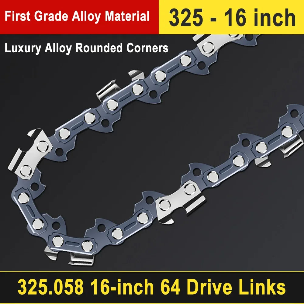 No-EN-Name-Null Outdoor Professional Grade 16-inch Silver Guide Plate 64 Drive Links Gasoline-Powered Gray-Black Hardened Alloy Steel Chainsaws/Optional : 1 PCS-4 PCS Chains
