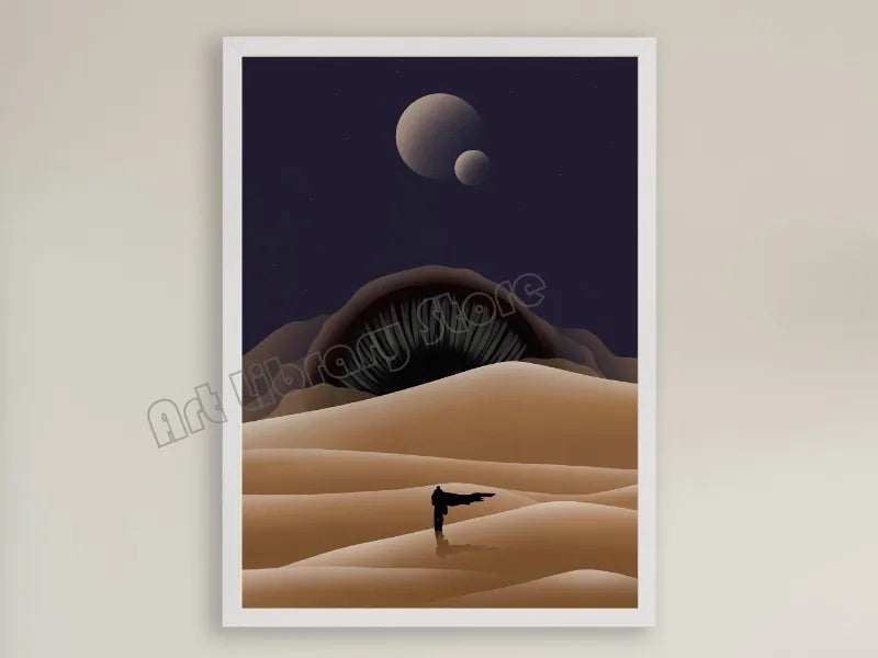 No-EN-Name-Null Modern Unframed Canvas Watercolor Retro Movie Scene Dune Desert Travel Rectangle Wall Prints/ Colors-Orange/ White/ Beige/ Blue/ Brown