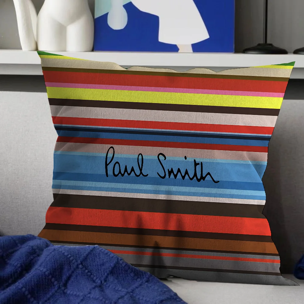 MINISO Printed Paul Smith Multicolor Square Double-Sided Cotton-Polyester Blend Washable Pillowcases/Colors-Multicolor/Striped/Purple/Black/Blue/Red/ 8 Sizes/(Pillow Not Included)/DO NOT BLEACH-DRY CLEAN/Ironing Temperature 100'Celsius