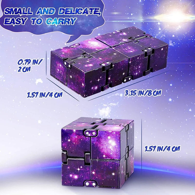 MEADE Teens-Adults Blue-Purple Plastic Square Transformable Twistable Fingertip Anti-Stress 3D Space Theme Flip Infinity Cube Mechanical Puzzle Toys/Ages: 13-18 Years Old Adults /Colors-Blue/Purple/Multicolor