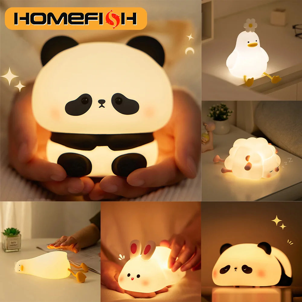 No-EN-Name-Null Kids Warm White LED Resin Body Cute Adorable White-Beige Rabbit Shaped Animals Night Lights-Ambient Lighting /USB Charging Cable/Bulbs Included/DC-Powered/Colors-Beige/White/Animal