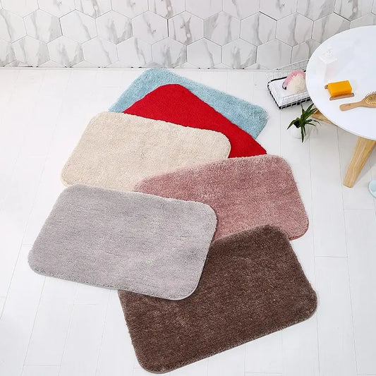 No-EN-Name-Null Modern Rectangle Solid Multicolor Non-Toxic Fade Resistant Soft Polyester Hand-Machine Washable Anti-Slip TPR Base Thick-Fluffy Bathroom Mats-Rugs /Solid Colors-Pink/Red/Brown/Gray/Multicolor/3 Sizes