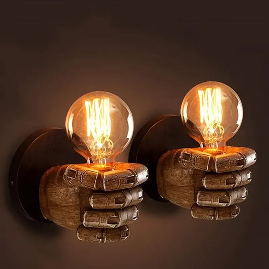 Modern Brown Resin Left-Right Hand Fist Shape Metal Wall Mounted Lamps/Battery Not Included-Bulb Cap Type E27