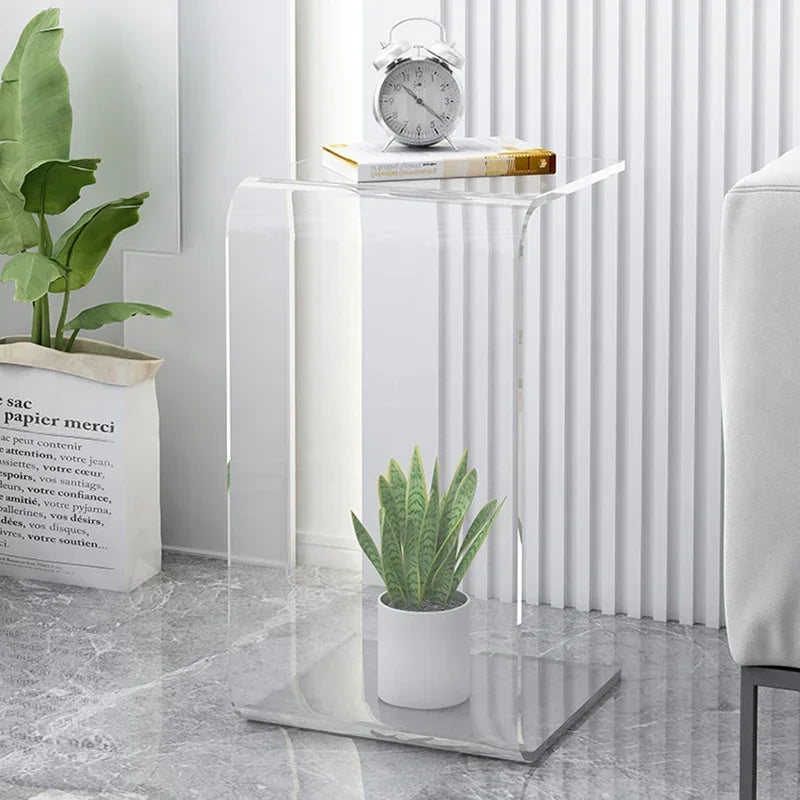No-EN-Name-Null Modern Morocco Artistic U-Shaped Acrylic Glass Coffee Tables/ Size: 30cm x 30cm x 65cm/Colors-Clear Transparent/Amber/Smoky Gray/Orange