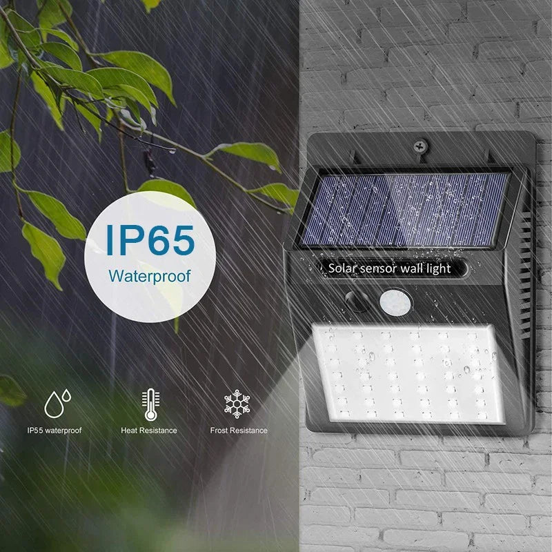 HEINAST Cool White LED Solar-Powered Black Plastic Body Dimmable 3 Light Modes Automatic Start Wireless Human Body Intelligent PIR Motion Sensor Light Waterproof Wall-Mounted Flood-Spot Lights/Colors-Black/White/Gray